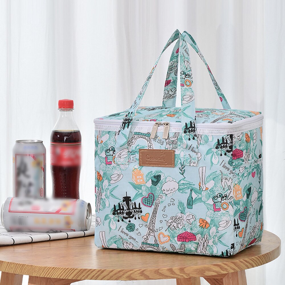 Functional Pattern Cooler Lunch Box Portable Insulated Canvas Lunch Bag Thermal Food Picnic Lunch Bags For Women Kids Handbags: 2