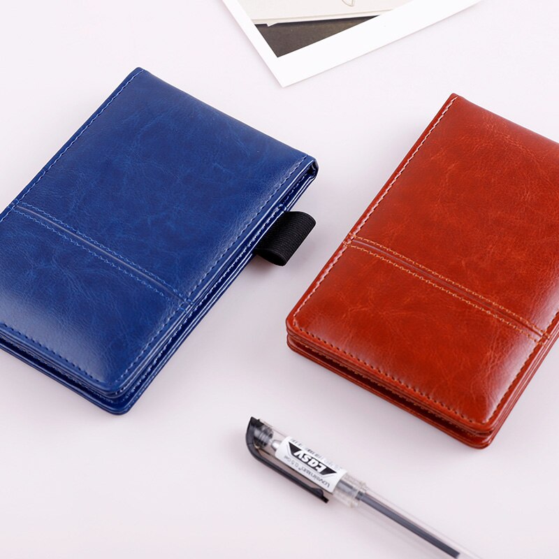 stationery small pocket notebook A7 PU leather notepad business work note book daily memo planner with calculator