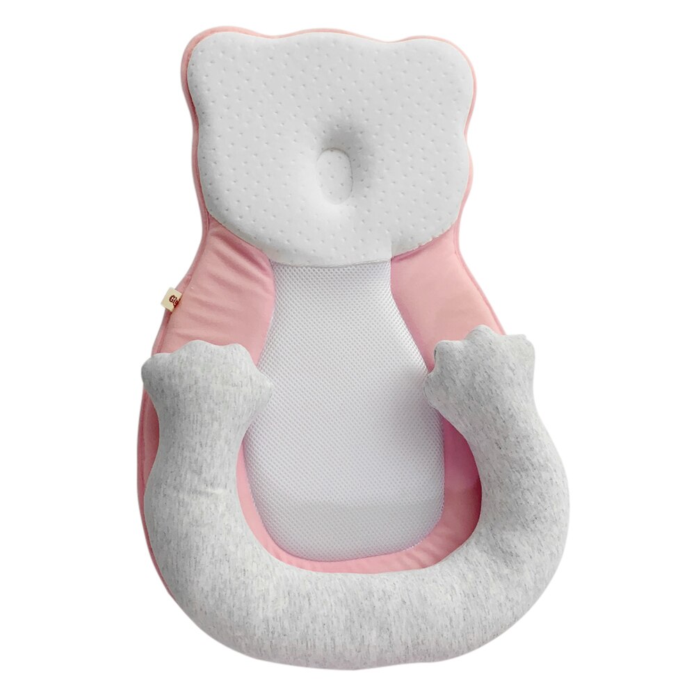 Baby Anti-Roll Kussen Pasgeboren Baby Slaap Positionering Pad Anti Roll Baby Head Vormgeven Kussens Infant Sleep Matras Voor baby Kids: Pink