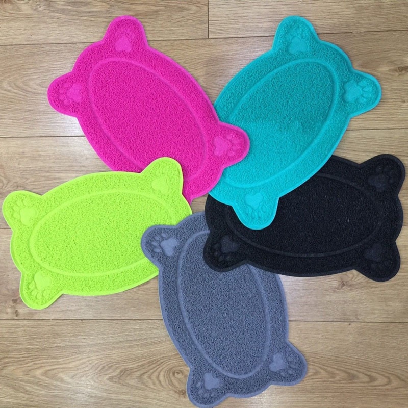 1 stücke Haustier Hund Welpen Katze Fütterung matt Pad Nette PVC Bett Schüssel Schüssel Lebensmittel Futter Platzierung Katze Wc matt