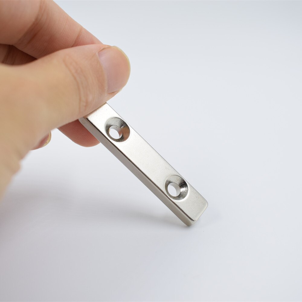 2 stk neodym magnet dobbelt hul sjælden jord lille stærk sort rektangel permanent køleskab ndfeb nikkel magnetisk