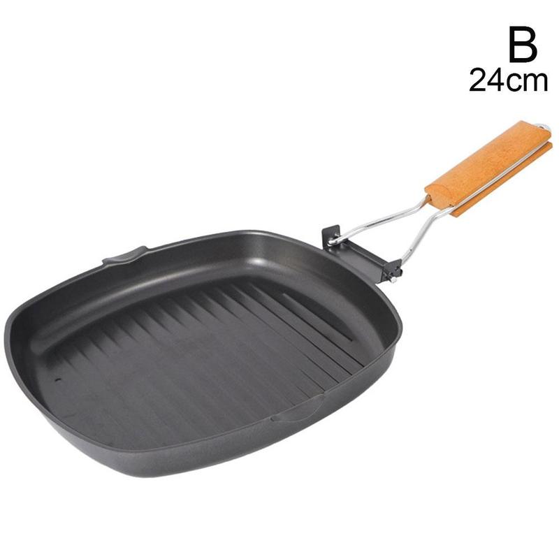 Sartén plegable portátil para Picnic al aire libre, utensilios de cocina antiadherentes de hierro ultraligero negro, utensilios de Camping: B