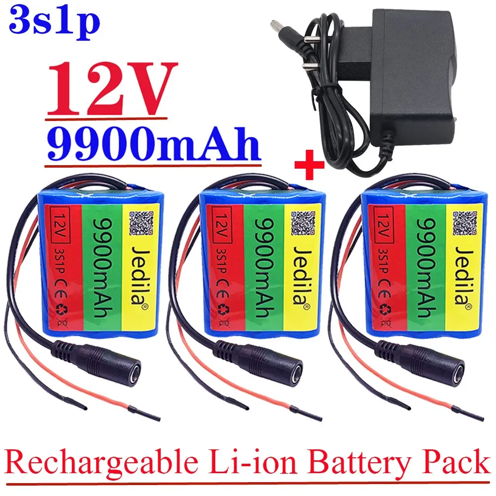100% Brand 12 V 9900 MAH 3s1p Lithium Battery 18650 Lithium Battery Pack Protection Board + 12.6V Charger