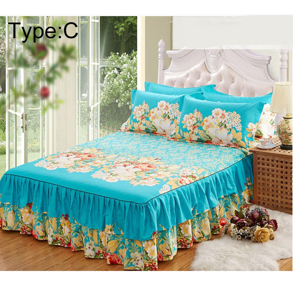 150x200cm Schuren Sprei Queen Bed Cover Verdikte Hoeslaken Enkel Dubbel Bed Stof Ruches: 1 bed skirt C