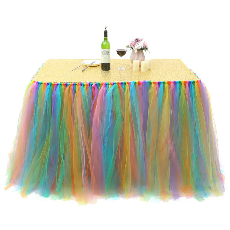 Tulle Tutu Table Skirt Tableware for Wedding Decoration Baby Shower Party Wedding Table Skirting Home Textile Finished Product