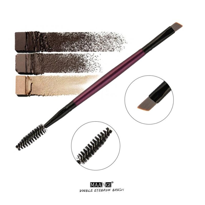 MAANGE 1PC pinceau de maquillage sourcils manche bois Double face sourcil plat angle pinceaux de maquillage brochas para maquillaje maquiagem 43
