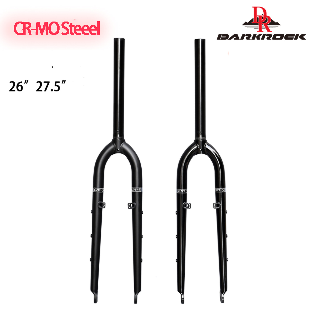 26/27.5er darkrock cm -5 cr- mo stål forgaffel 28.6mm skive- og v-bremser mtb stiv gaffel terrengsykkeldeler matt blank