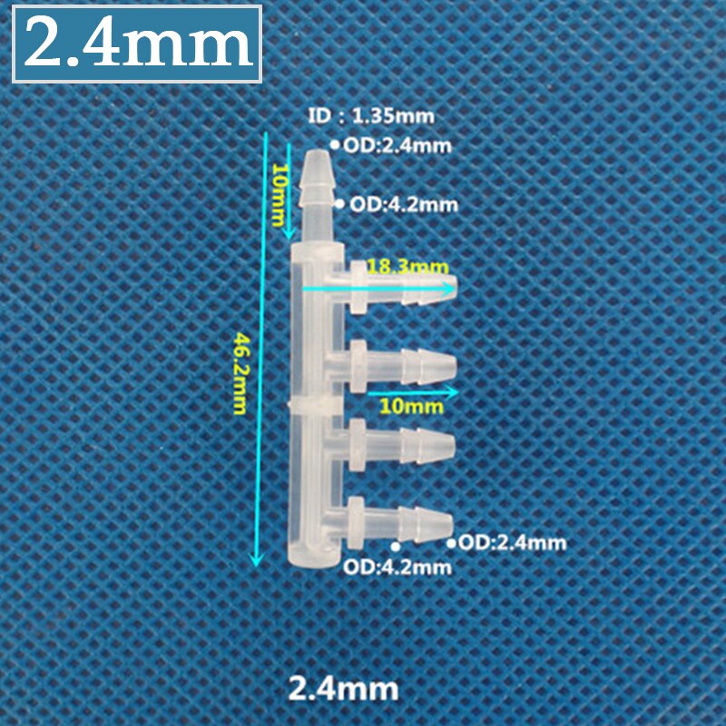 10Pcs 2.4~9.5mm PP 5-Way Connector Food Grade Equal Dia Side FIve-Ways Joint Garden Irrigation Pipe Joints Aquarium Tank Adapter: 2.4mm