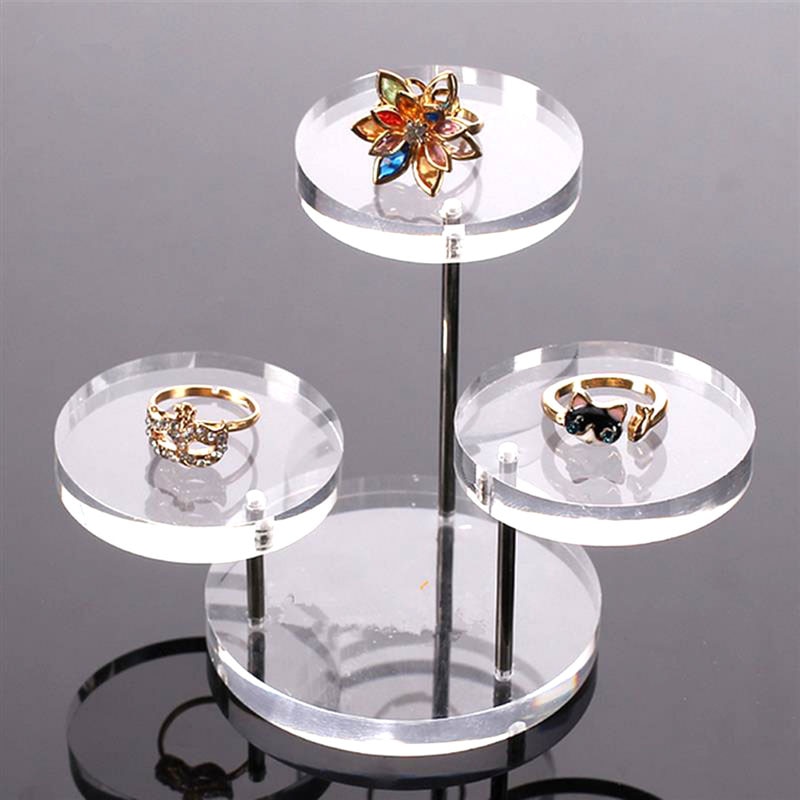 Acrylic Jewelry Display Necklace Bracelet Stand Rack Case Round Table Holder