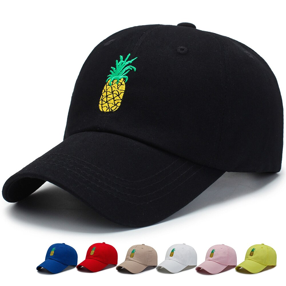 Pineapple Embroidery Baseball Cap Cotton 100% Hipster Hat Fruit Pineapple Dad Hat Hip Hop Cotton Snapback Cap hats