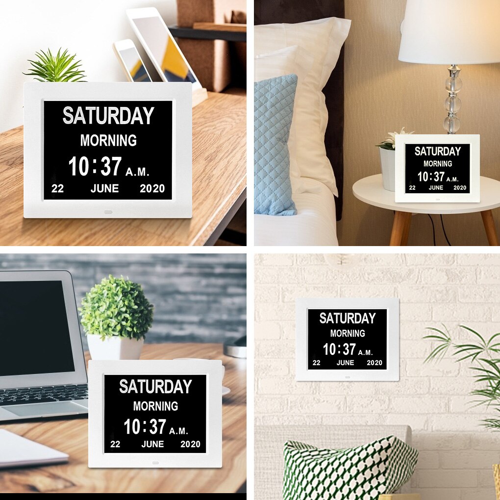 Large Screen LED Digital Alarm Clock with Calendar Desktop Electronic Time Reminder for the Elderly US Plug