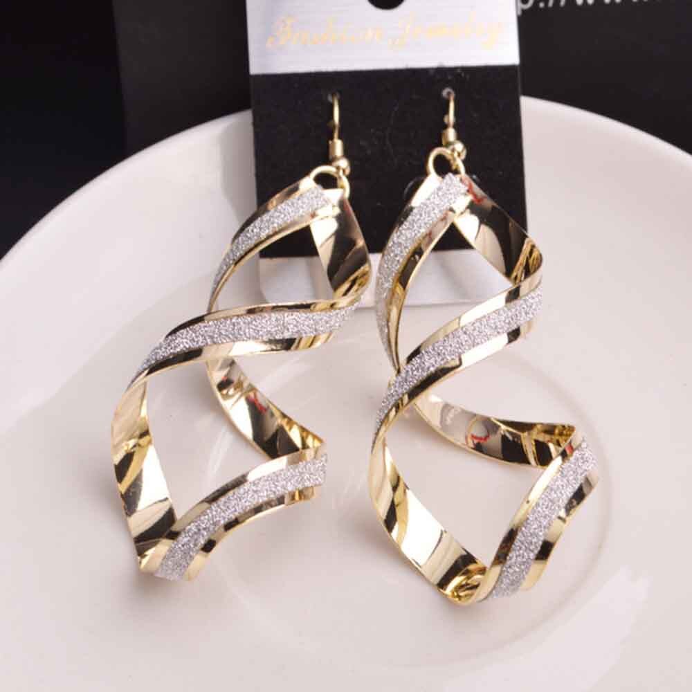 Übertrieben Peeling spirale Lange Ohr Manschette Clip Ohrringe Gold Schwarz Für Frauen Kein durchbohren Clip auf Ohrring Modeschmuck: fallen Ohrringe Gold