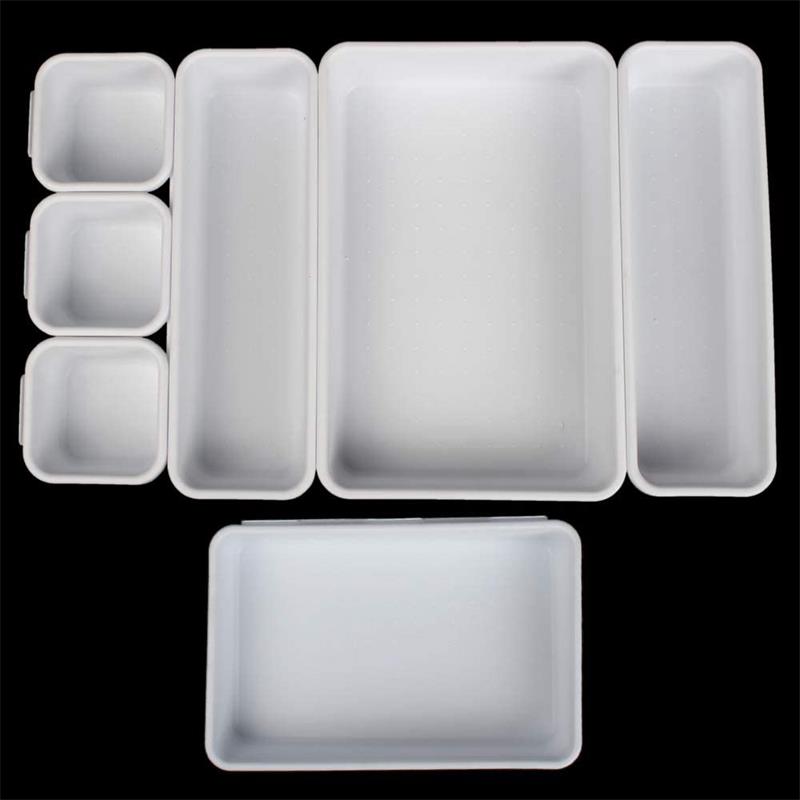 8 Uds. De organizadores de cajones, caja de almacenamiento con divisores de cajones estrechos entrelazados, para baño, oficina, cocina, herramienta de almacenamiento para el hogar