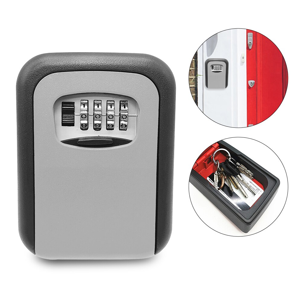 Key Storage Lock Box 4-Digit Combination Lock Box Wall Mounted Lock Box Key Safe Box Security Key Holder