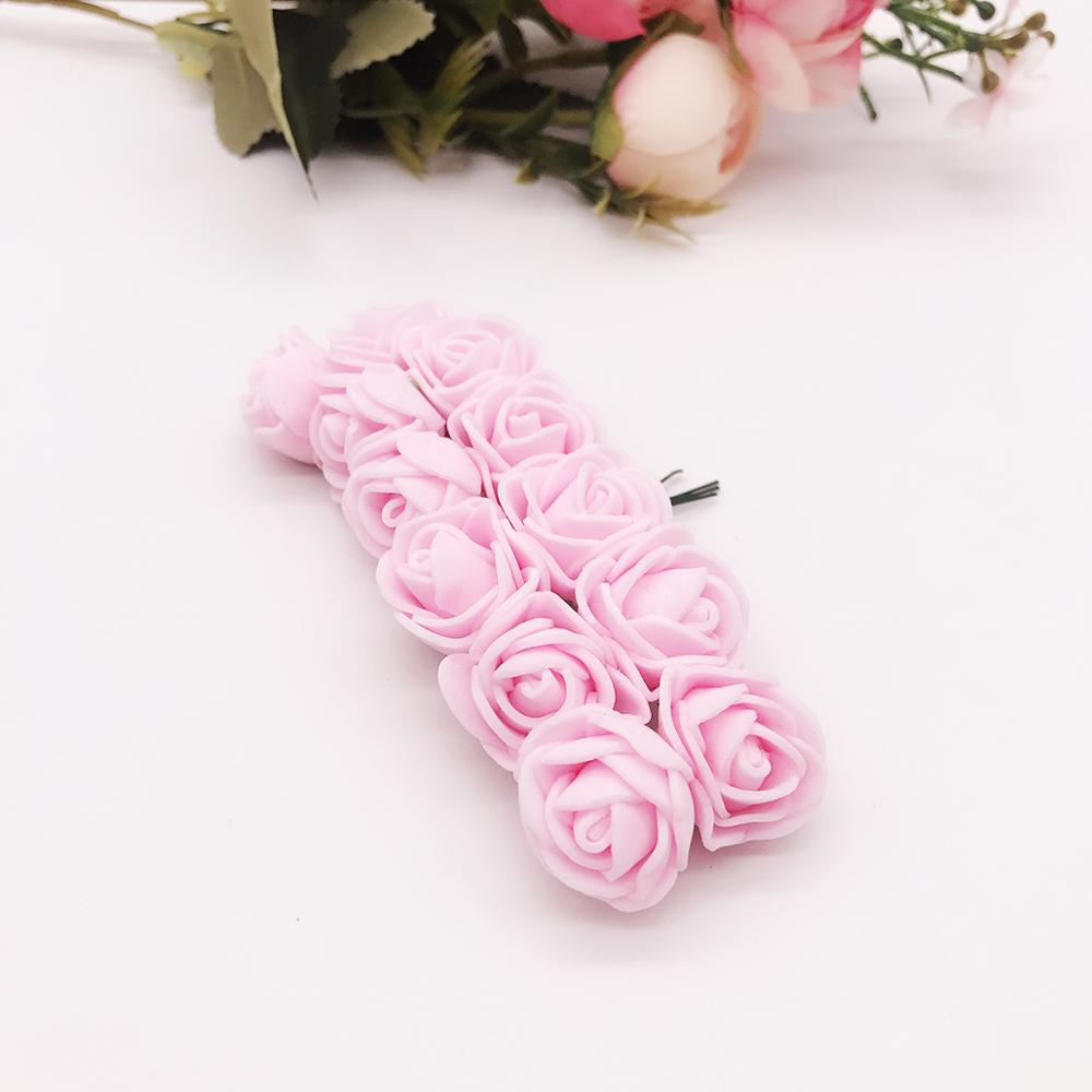 144 stykker billige kunstige blomster mini skum bamse med roser buket vase til boligindretning bryllup dekorativ blomsterkrans