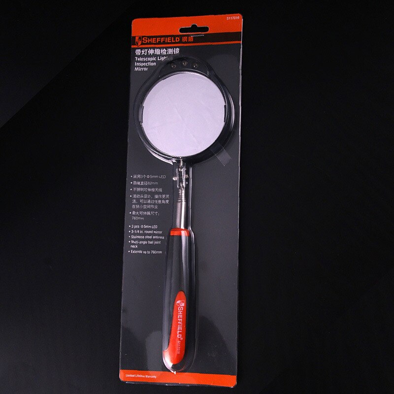 Telescopic inspection mirror with lamp universal auto repair mirror under car inspection mirror chassis maintenance mirror