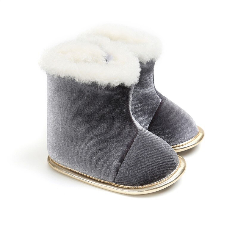 Winter Warm Baby Laarzen Effen Bling Jongens Meisjes Schoenen Rusland Zuigelingen Warme Schoenen Faux Fur Meisjes Baby Booties Lederen baby bootsY13: H / 0-6 months