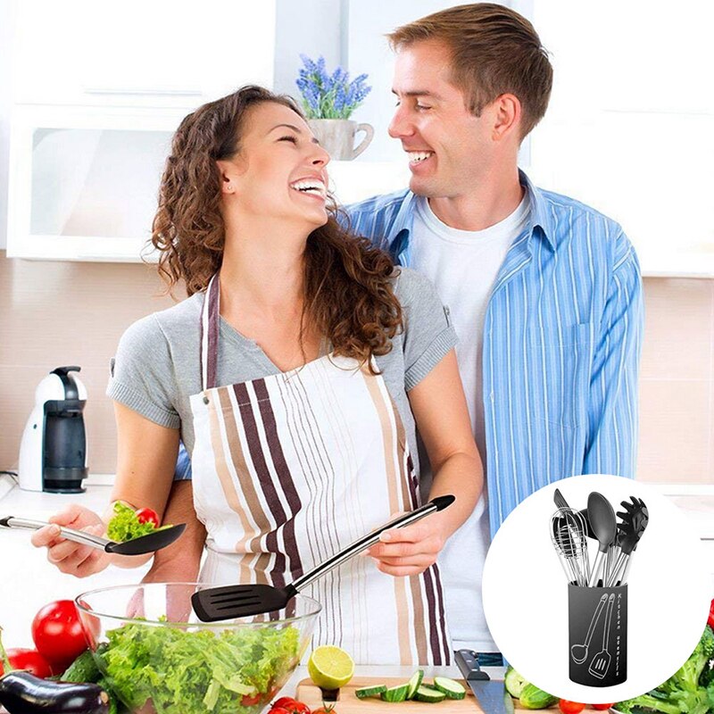 Cooking Tool Sets 9PCS Turner Soup Ladle-Egg Spatula Cooking Set Stainless Steel Food Grade Silicone Cooking Kitchen Tools