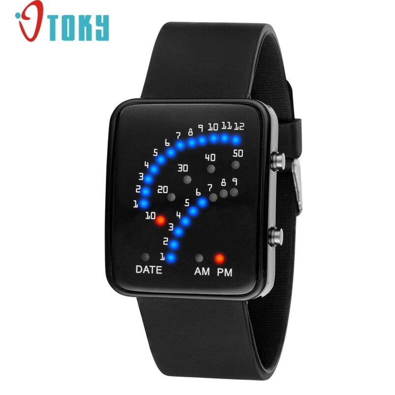 Novel Women Mens Futuristic Japanese Style Multicolor LED Sport Wrist Watch May26