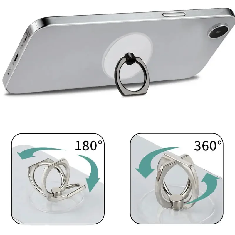 Soporte de anillo para teléfono móvil, bucle de agarre transparente para dedo, soporte de rotación de 360 grados, Compatible con todos los tipos de teléfono inteligente, 1/4 Uds.