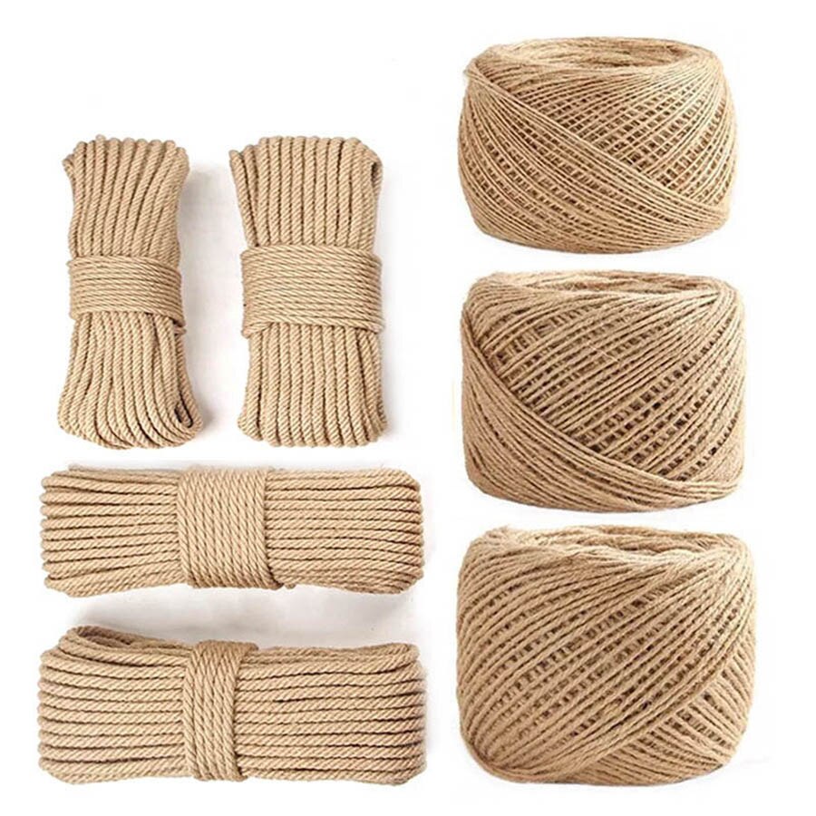 Eco-Friendly Hemp Rope DIY Decoration for Home Table Bags Twisted Jute Cords Diameters 1-16mm for 10m 50m 100m 200m