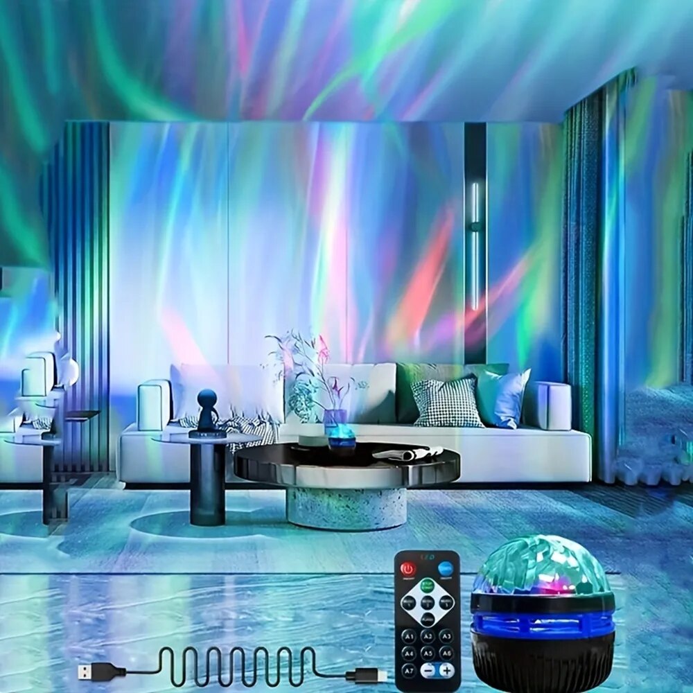 Sternenprojektor-Licht, 7 Farben, Fernbedienung, Polar--Projektion, Nachtlicht für Schlafzimmer, Heimdekoration, Zimmer, Weihnachtsfeier, Disko