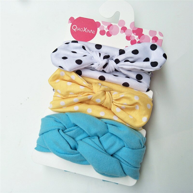 impostato 3 Accessori Capelli Bambina - fascia turbante Orecchie Coniglio Fiocco - Cotone Floreale Elastico: R6T