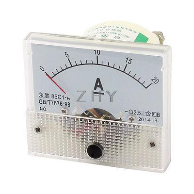 85C1 DC 0-20A Analoge Ampèremeter Analoge Panel Ampèremeter Meter Wit