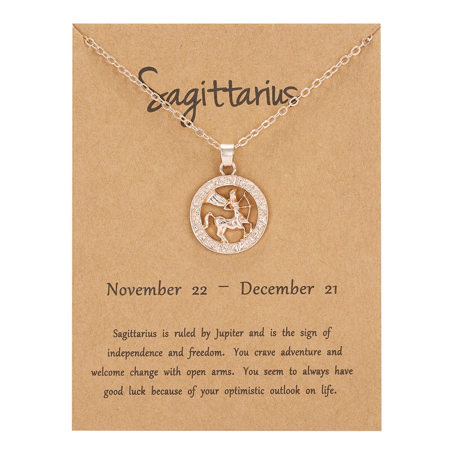 Trendige halsketten mit anhängern 12 sternzeichen-motiven in roségold für damen und herren – löwe-motiv, ideal als grußkarte, geburtstagsgeschenk oder familienschmuck.: Schütze