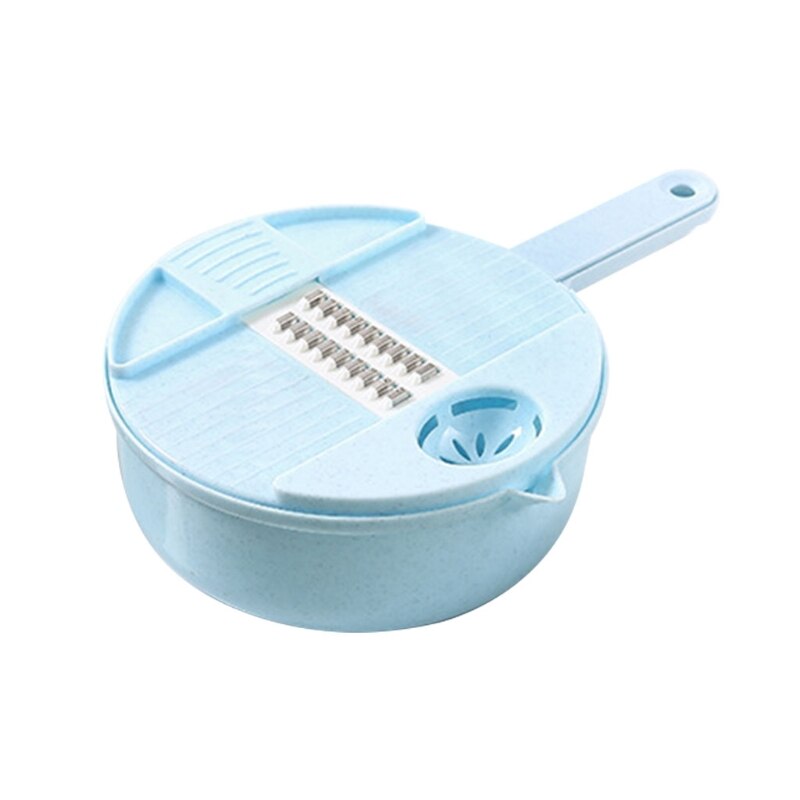 D08D Bowl Type Manual Slicer Vegetable Cutter Multi-Functional Round Manually Vegetable Cutter Practical Hand Operations Kitchen: sky blue