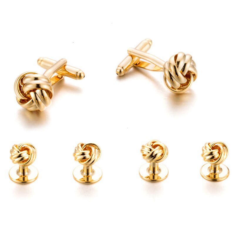 8 Stks/set Twist Manchetknopen Voor Mens Tuxedo Gesp Overhemd Stud Knop Knopen Goud Manchetknopen Sieraden Z436