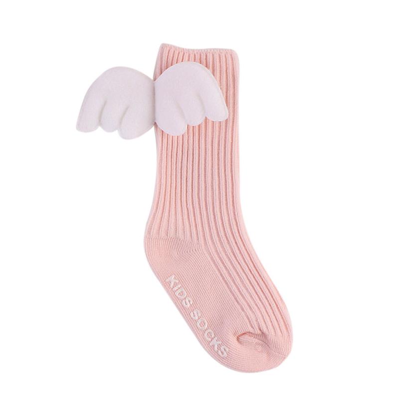 0-4Y Cotton Baby Cute Knee High Socks 3D Angel Wings Kids Toddler Candy Color Soft Sock Children Leg Warmers Girl