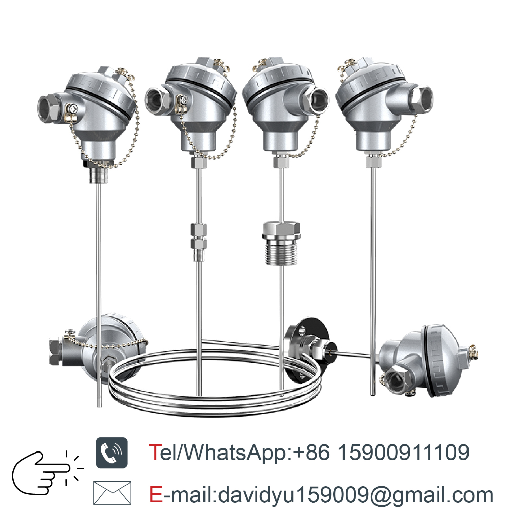 K Type Thermocouple PT100 Temperature Sensor WRNK-131 Armored Probe Industrial RTD Flexible Stainless Steel High Temp