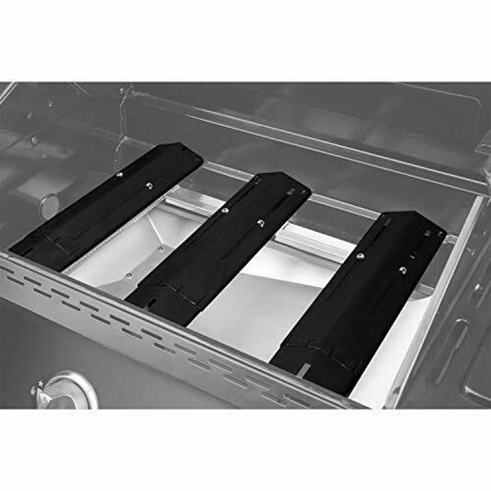 4pcs Barbecue Heat Plate, Heavy Duty Adjustable Porcelain Steel Heat Shield Gas Burners Flare Ups Protection