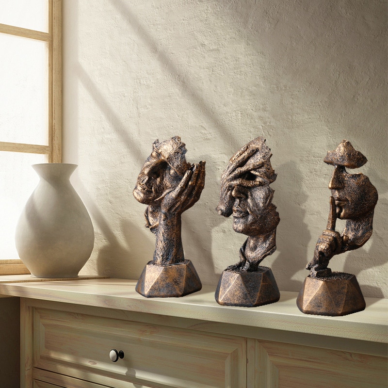 Europæisk sort harpiks tænker skulptur miniature model figurer kunsthåndværk ornamenter boligindretning tilbehør fødselsdag