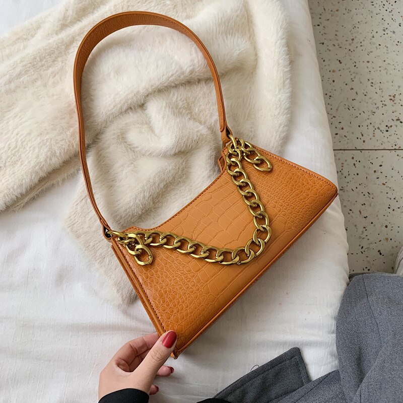 Casual alligator ketting handtassen dames krokodillenpatroon schoudertassen dames pu leren okselpakket dames handtas clutch