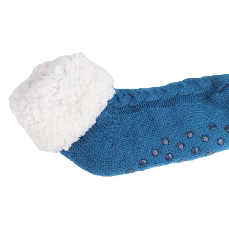 Calze da donna calde fodera in mucchio invernale calze antiscivolo calde sfocato accoglienti pantofole 1 paio