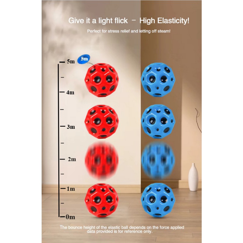 Weicher poröser Hüpfball, Mondform, Anti-elastischer Ball, Indoor-Spielzeug für Kinder, Stressabbau, kreatives , lustiger Spielball