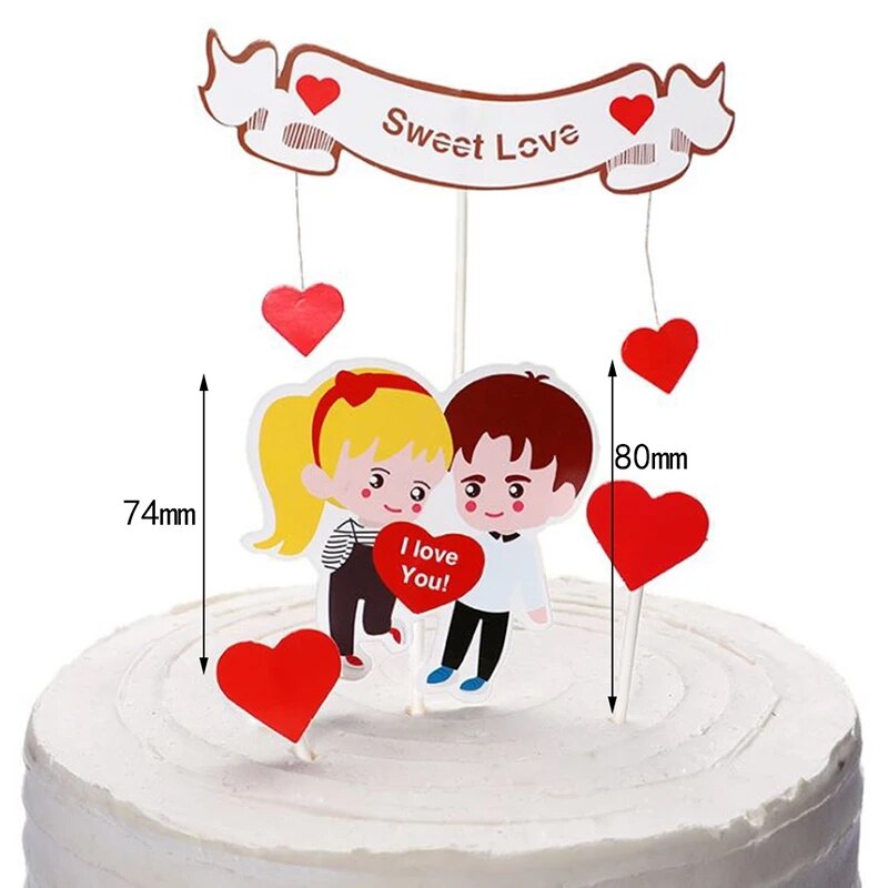 Valentijnsdag Rood Hart Cake Topper Set Voor Vriendin Liefhebbers Bruiloft Decoratie Verjaardag Taart Decoratie Taart Benodigdheden