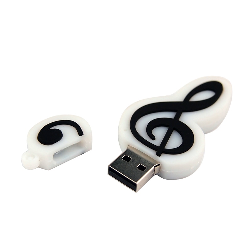 Cartoon muzieknoot usb-stick siliconen flash drsk 64gb pendrive 32gb 128mb cle usb-stick 2.0 voor kinderen