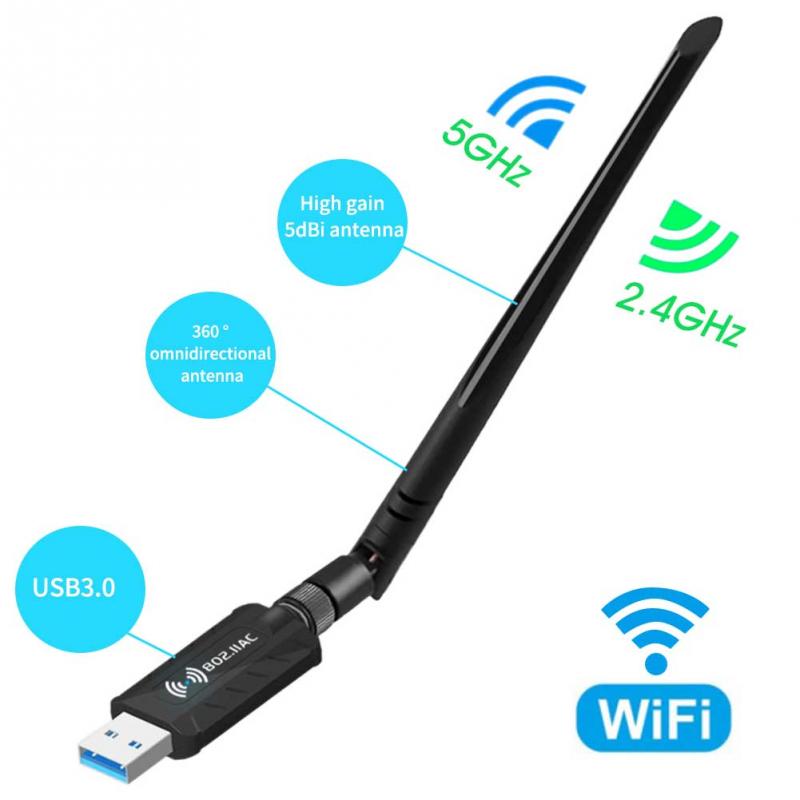USB 3.0 Wifi 2.4G 5G Free Driver Antena 1200Mbps Wifi Lan USB Ethernet Adapter Network Card Wifi Dongle long range Wifi Receiver