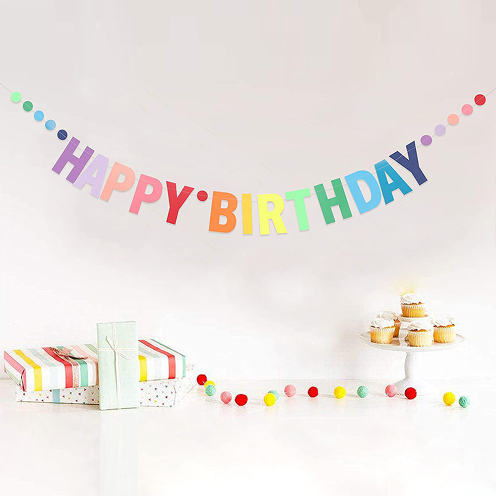 Banner de feliz cumpleaños, decoración de de cumpleaños, serpentinas, guirnalda, bandera, adorno de jardín para sala de estar, banderines de escena para niños y adultos