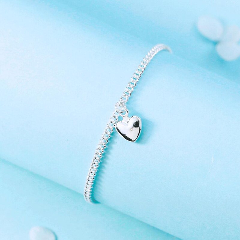 Kofsac Mode 925 Sterling Zilveren Enkelbanden Voor Vrouwen Party Zomer Strand Enkels Ketting Meisje Prachtige Liefde Hart Voet Sieraden
