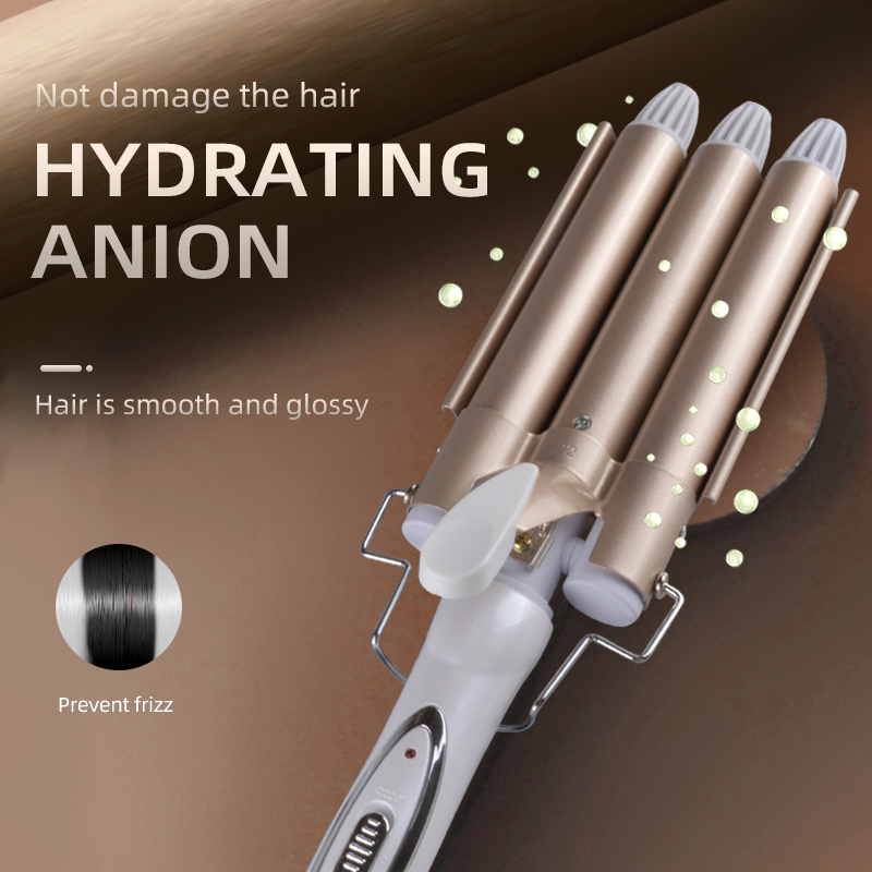 EllMEI-Fer à friser électrique en céramique, outils de bigoudi, coiffeur à triple baril