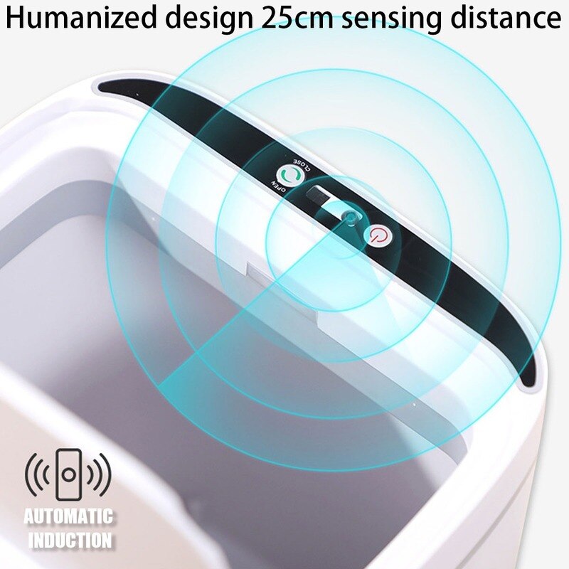 12L Home Automatic Touchless Trash Can Smart Infrared Motion Sensor Kitchen Rubbish Waste Garbage Bin Built-in LED Light