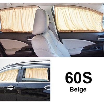 60 cm Aluminium Rail Auto Side Window Visor Zonnescherm Gordijn Auto Window Zonneklep Met Elastische Koord-Zwart/ beige/Grijs: Beige 60S