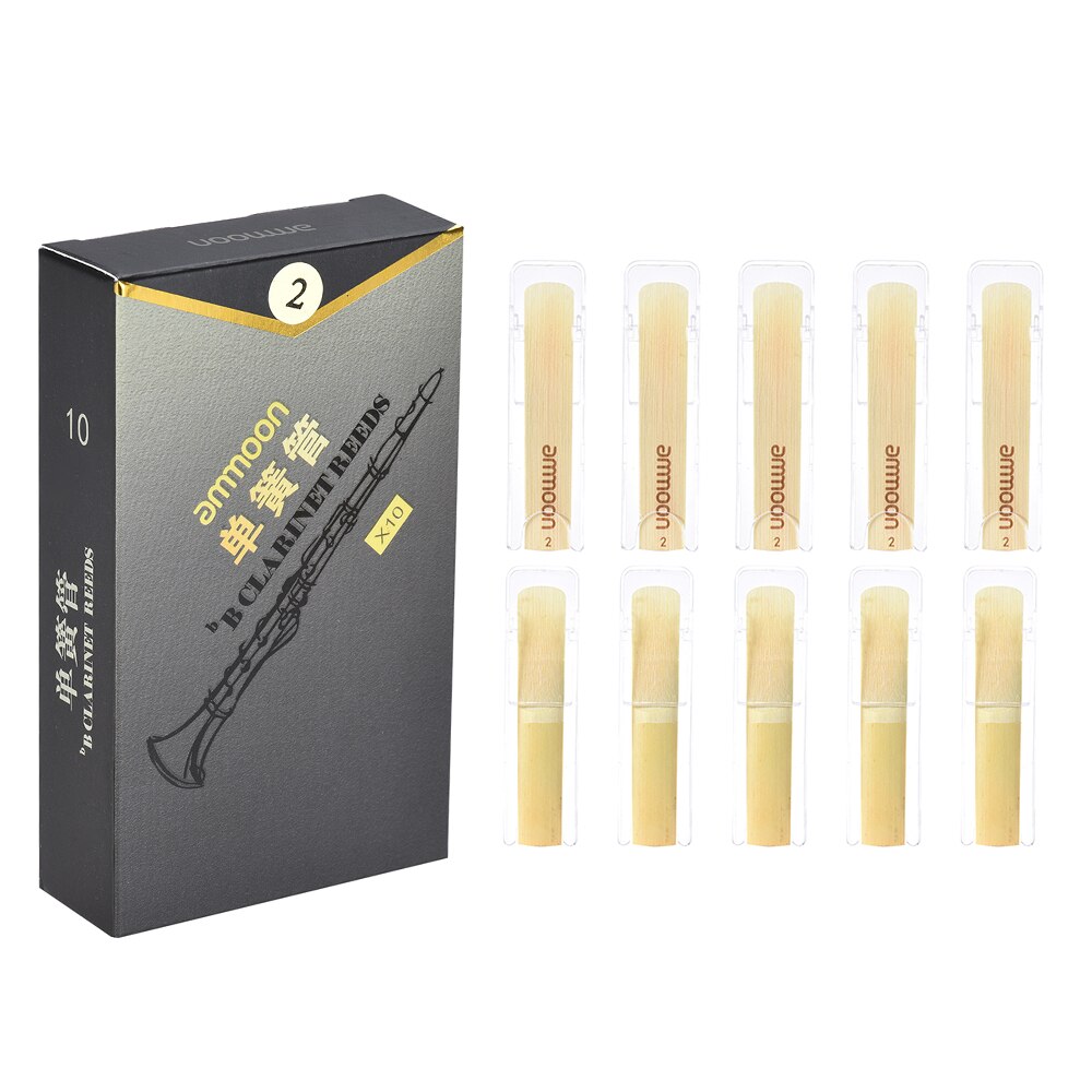 Ammoon Bb Clarinet Reeds - Strength 2.0, 2.5, 3.0 - 10 Pieces per Box - Bamboo