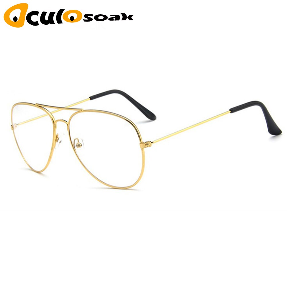 Classic Clear Glazen Goud Frame Vintage Zonnebril Vrouwen Mannen Optische Luchtvaart Brillen Transparant Clear Oculos De Grau: Gold