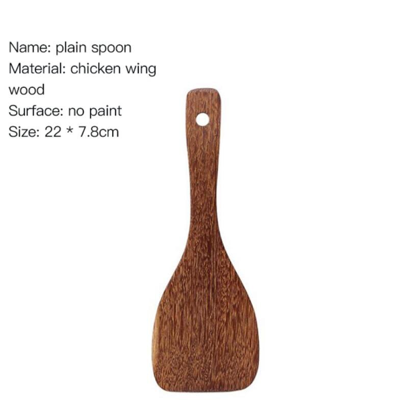 Natuurlijke Houten Servies Lepel Pollepel Turner Lange Rijst Vergiet Soep Skimmer Koken Lepels Scoop Keuken Tool Set: 02