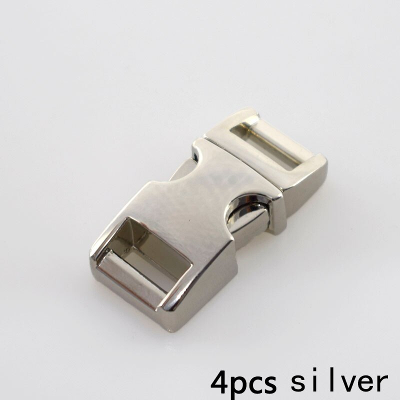 Meetee 2/4pcs 10-38mm Metal Side Release Curved Buckles for Paracord Bracelet Dog Collar Bags Belt Webbing Buckle Accessories: 4pcs 10mm silver